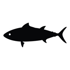 king mackerel vector silhouette icon - ideal for fishing logos, seafood icons, and aquatic-themed graphics.