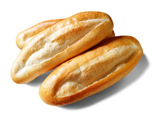 Fresh Vietnamese Bánh Mì Bread Rolls Isolated on Transparent Background
