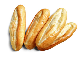 Fresh Vietnamese Bánh Mì Bread Rolls Isolated on Transparent Background