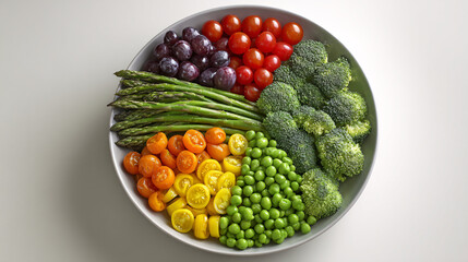 Rainbow Vegetable Salad with Asparagus, Broccoli, and Cherry Tomatoes