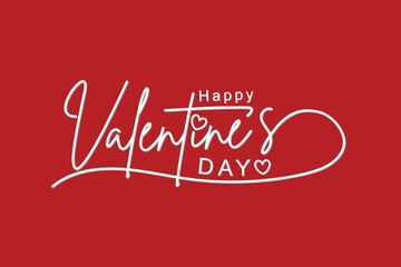 Elegant Happy Valentine's Day lettering on red background with heart elements