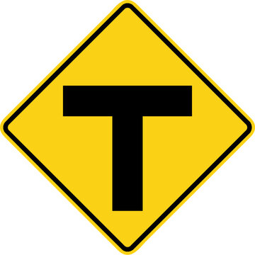 US Warning Sign, T-intersection W2-4	