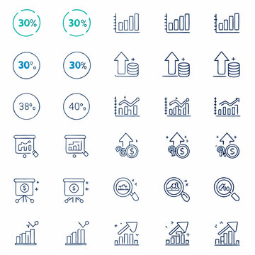 Business Trend Icons &ndash; Increase & Decrease Line Art Set

