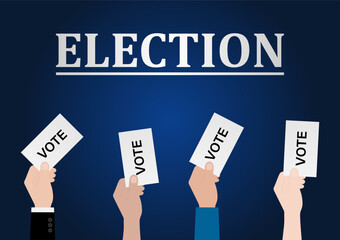 Hand Holding Ballot Paper or Voting Paper. Election Concept. Vector Illustration.