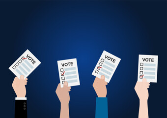 Hand Holding Ballot Paper or Voting Paper. Election Concept. Vector Illustration.