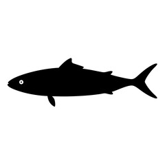 mackerel vector silhouette icon - ideal for fishing logos, seafood icons, and aquatic-themed graphics.