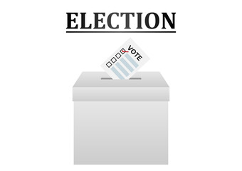 Ballot Box with Ballot Paper or Voting Paper. Election Concept. Vector Illustration.