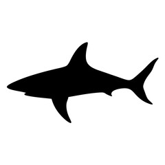mako shark vector silhouette icon - ideal for fishing logos, seafood icons, and aquatic-themed graphics.