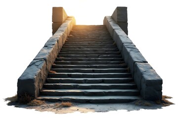 Majestic Concrete Stairs in Dark Fantasy Style with Textured Grainy Lighting
