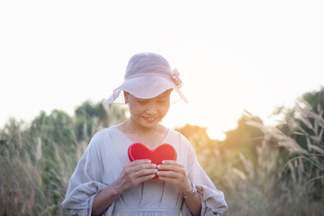 Happy Freedom in sunrise nature