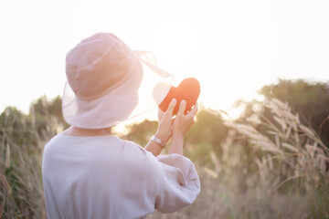 Happy Freedom in sunrise nature