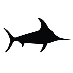 marlin vector silhouette icon - ideal for fishing logos, seafood icons, and aquatic-themed graphics.