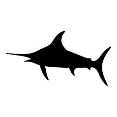 marlin vector silhouette icon - ideal for fishing logos, seafood icons, and aquatic-themed graphics.