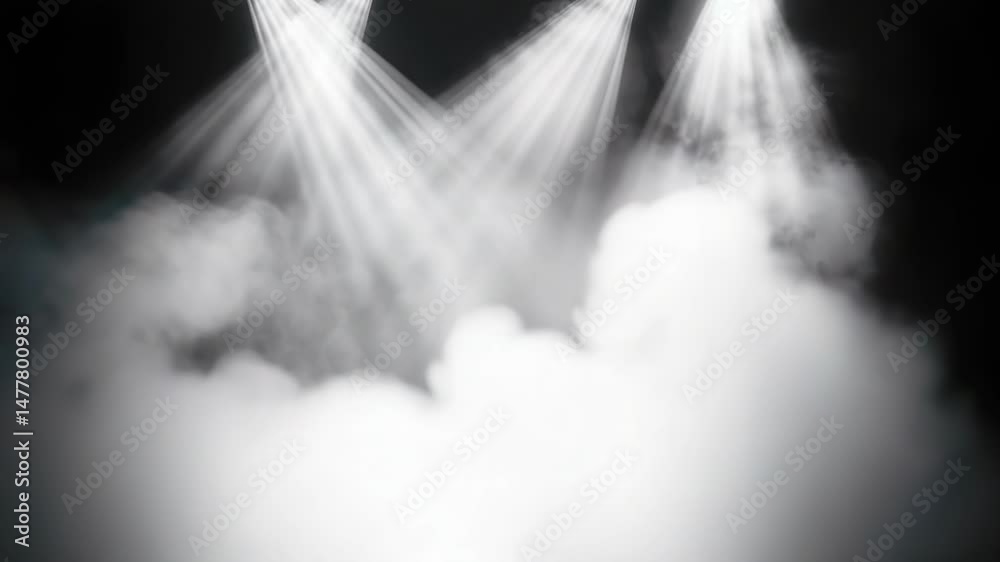 Poster a black and white image of a stage lit up by spotlights, ideal for use in theater or concert related