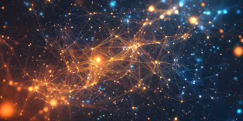 Obraz premium Abstract Technology Background of Connected Network with Colors