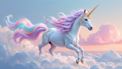 Fototapeta premium Enchanted Unicorn Horse Illustration