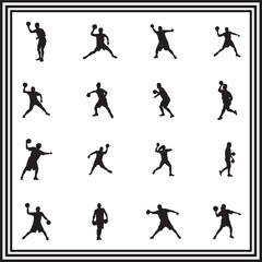 Basketball Player Silhouettes – Vector Icons of Athletes in Action, Dribbling, Passing, Shooting