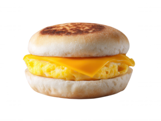 Delicious Egg and Cheese Breakfast Muffin Sandwich on White Background Fresh Morning Meal Concept
