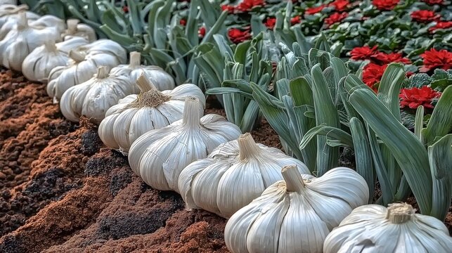 garlic in the garden