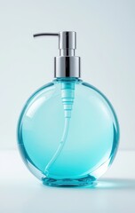 Pastel Blue Glass Soap Dispenser Bottle with Silver Pump Elegant Bathroom Accessory