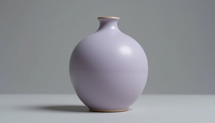 Elegant Lavender Ceramic Vase Matte Finish, Rounded Shape, Modern Home Decor