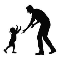 Father and son silhouette vector design 