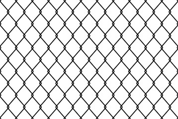 Fototapeta premium Chain link fence seamless pattern. Wired mesh of steel fence, seamless pattern. Chain link fence design on a white background. Vector