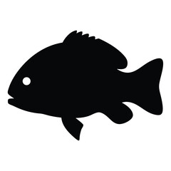 nile perch vector silhouette icon - ideal for fishing logos, seafood icons, and aquatic-themed graphics.