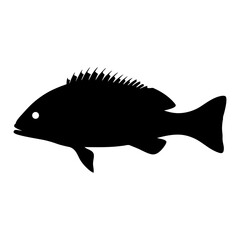 ocean perch vector silhouette icon - ideal for fishing logos, seafood icons, and aquatic-themed graphics.