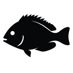 ocean perch vector silhouette icon - ideal for fishing logos, seafood icons, and aquatic-themed graphics.