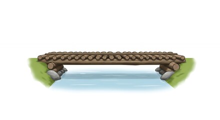 Rustic wooden bridge illustration