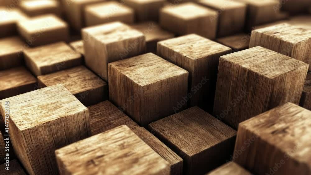 Poster a pile of wooden blocks stacked on top of each other, great for illustration and design projects