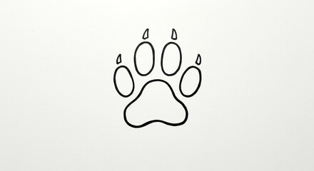 Simple hand drawn animal paw print outline