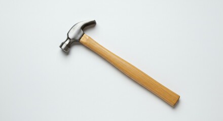 Claw Hammer with Wooden Handle on White Surface