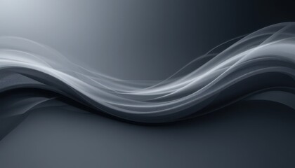 Serene Gray Abstract Smooth, Flowing Lines on Dark Background