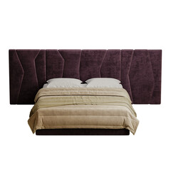 Obraz premium A bed with a purple headboard and a white pillow