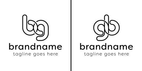 Letters BG and GB Monogram Line Logo, suitable for any business with GB or BG initials