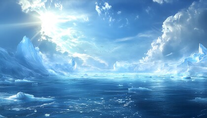 Fototapeta premium Vast icy landscape under a brilliant sky.