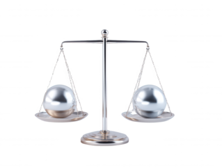 Metallic Spheres Balancing on a Classic Scale, Symbolizing Fairness, Justice, and Equality.