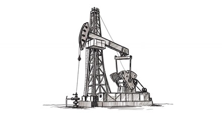 Vintage oil well rig illustration