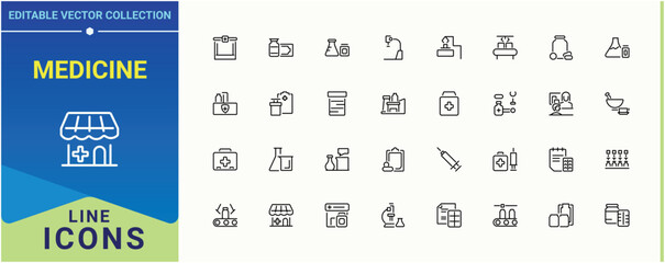 Medicine icon. Contains such icons as drug, cure, medical, prescription, medication, pill and more. Pharmaceutical icon. Collection for mobile and web apps. Pixel perfect. Vector illustration.