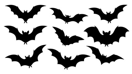 Fototapeta premium set of halloween bat silhouette vector on tranparent background