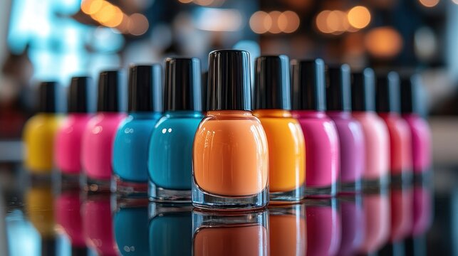 Colorful nail polish bottles in a row (1)