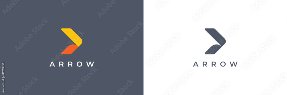 Poster simple right arrow logo image. geometric arrow shape with dual color isolated on dual background. fl