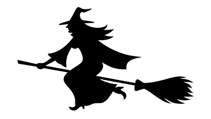 Halloween witch silhouette vector on tranparent background