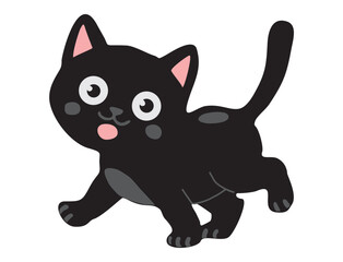 Cute small black cat vector illustration. Minimalist feline silhouette perfect for pet-themed designs, Halloween art, stickers, and decor. Clean, modern animal graphic.