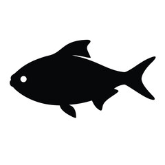 pacu vector silhouette icon - ideal for fishing logos, seafood icons, and aquatic-themed graphics.