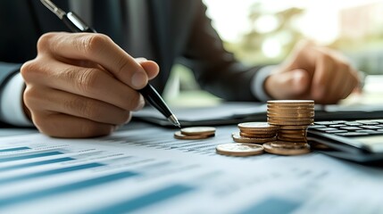 Group of business professionals having a meeting to discuss ideas and solutions for finance company