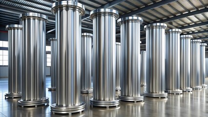 Obraz premium Industrial Metal Columns in Warehouse