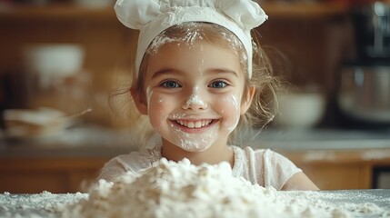 Happy young family with kid in kitchen have fun using modern tablet together, enjoying weekend
